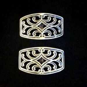 Antique French Shoe Buckles Pair – Openwork Scroll Design – Marked FRANCE
